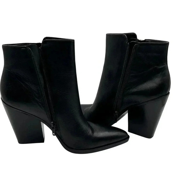 Naturalizer Rooney Womens 7M Booties Black Soft Leather Ankle Zipper Boots - Picture 4 of 15